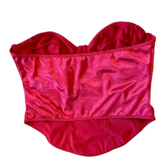 Cherry Red Strapless Boned Corset Top Size Large - Picture 2 of 5